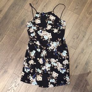 Black floral print dress